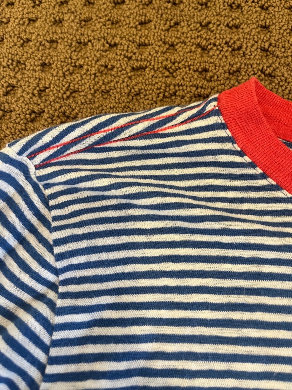 Clare V. Blue/Cream Mini Stripe Long Sleeve - S - Picture 2 of 7